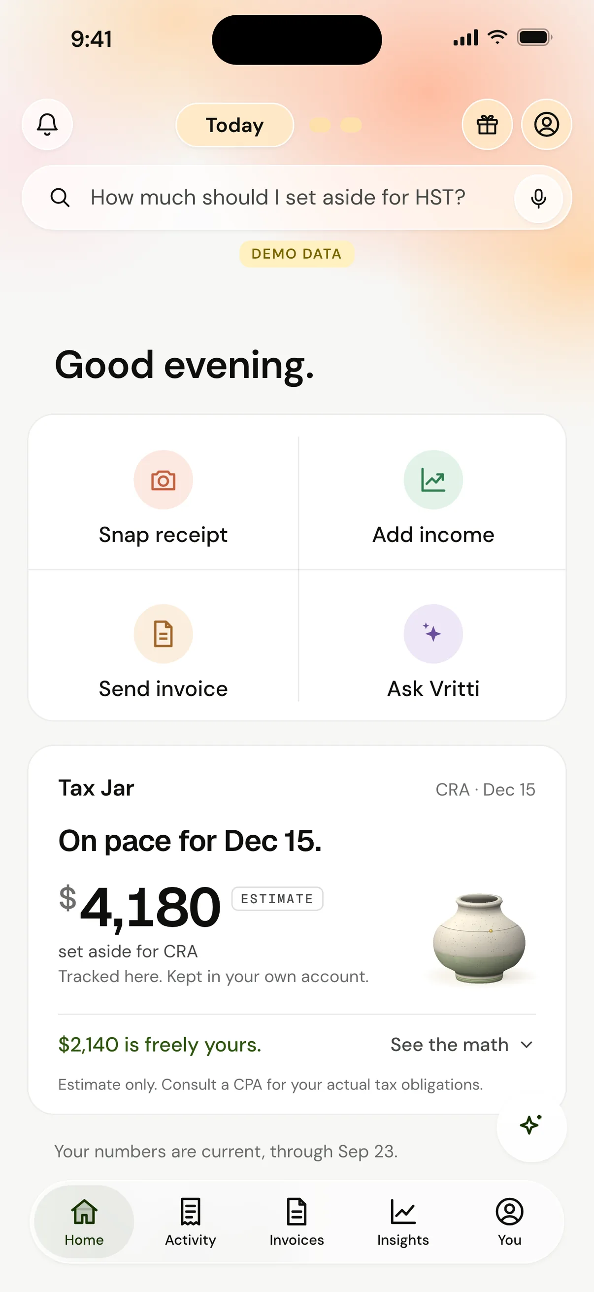 VRITTI Home: Good evening, with the Tax Jar estimate in view